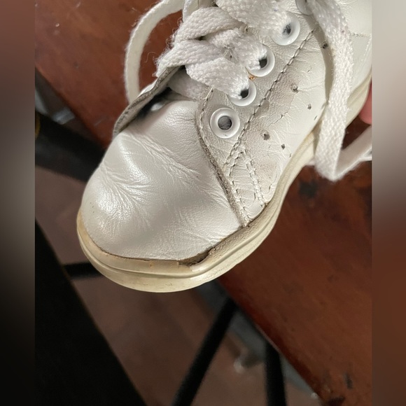 SUPER CUTE VINTAGE BABY/TODDLER ADIDAS STAN SMITH SHOES WHITE & GREEN SIZE 5 BOX - Picture 11 of 16